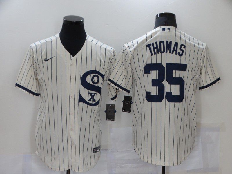 Men Chicago White Sox #35 Thomas Cream stripe Dream version Game Nike 2021 MLB Jersey